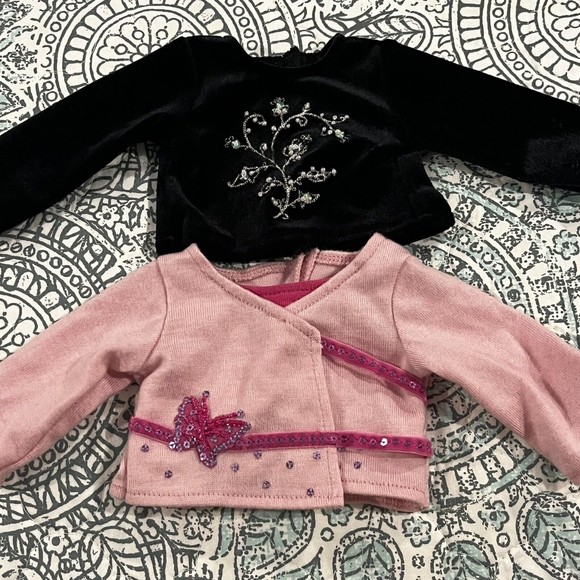 American Girl Other - American Girl Doll Sweet Sequins Party Outfit Butterfly Pink Shirt & Black Top